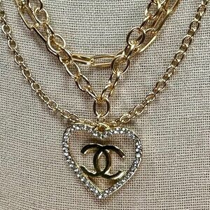 Gold Multi Stranded Charm Necklace